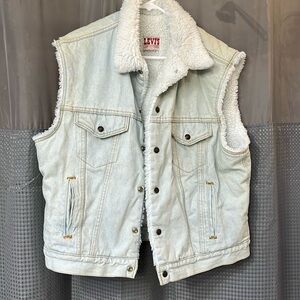 Vintage Levi Sherpa trucker vest